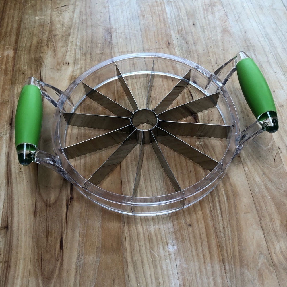 Stainless Steel Melin Slicer with Green Handles- multiple uses- lightly used
